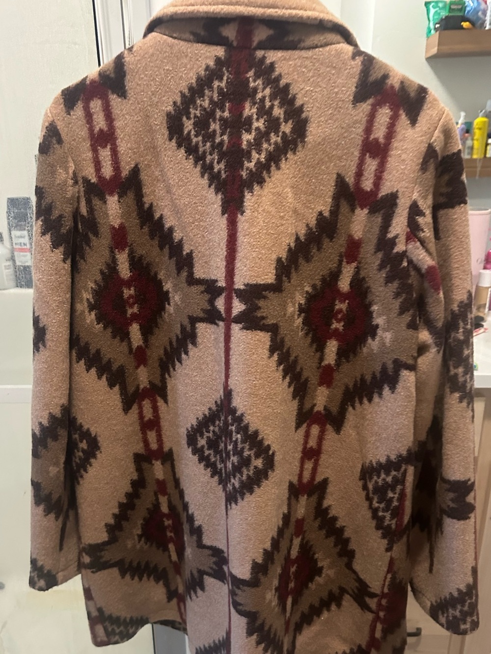 Pendleton Tan Aztec-Pattern Zip Front Trench Coat - Picture 4 of 4